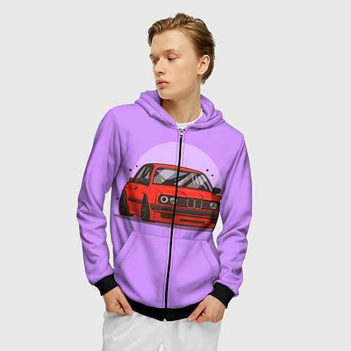 Мужская толстовка на молнии БМВ Пандем / 3D-Черный – фото 3