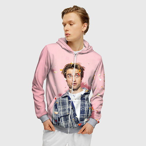 Мужская толстовка на молнии ROBERT PATTINSON / 3D-Меланж – фото 3