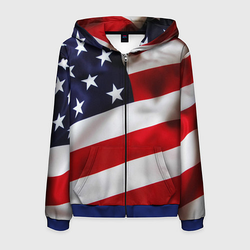Мужская толстовка на молнии США USA / 3D-Синий – фото 1