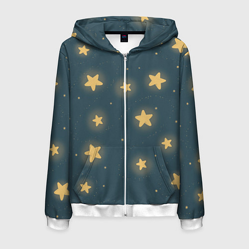 Мужская толстовка на молнии Звезды / 3D-Белый – фото 1