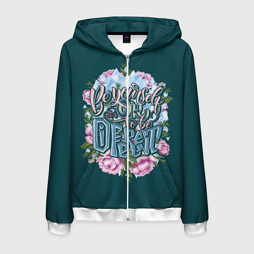 Мужская толстовка на молнии Леттеринг Its Ok to be different / 3D-Белый – фото 1