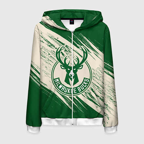 Мужская толстовка на молнии Милуоки Бакс / 3D-Белый – фото 1