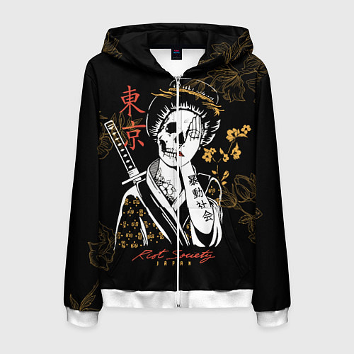 Мужская толстовка на молнии Шарм гейши / 3D-Белый – фото 1