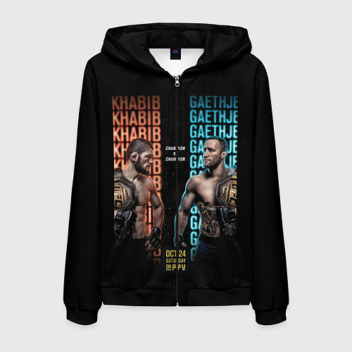 Мужская толстовка на молнии KHABIB VS GAETHJE / 3D-Черный – фото 1