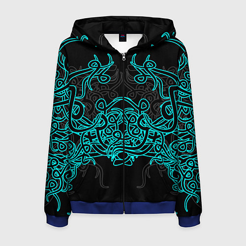 Мужская толстовка на молнии Узоры магия / 3D-Синий – фото 1