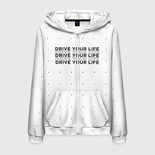 Мужская толстовка на молнии Drive Your Live / 3D-Белый – фото 1