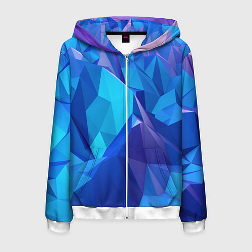Мужская толстовка на молнии NEON CRYSTALLS / 3D-Белый – фото 1