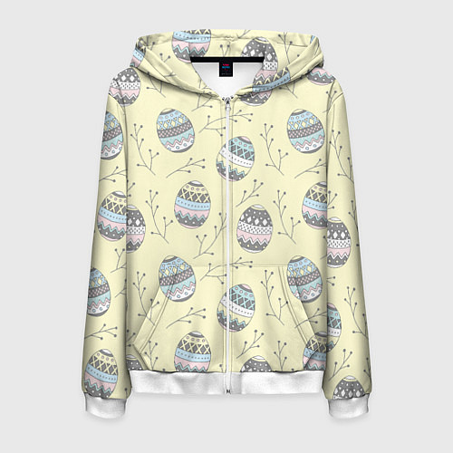 Мужская толстовка на молнии Пасхальные яйца / 3D-Белый – фото 1