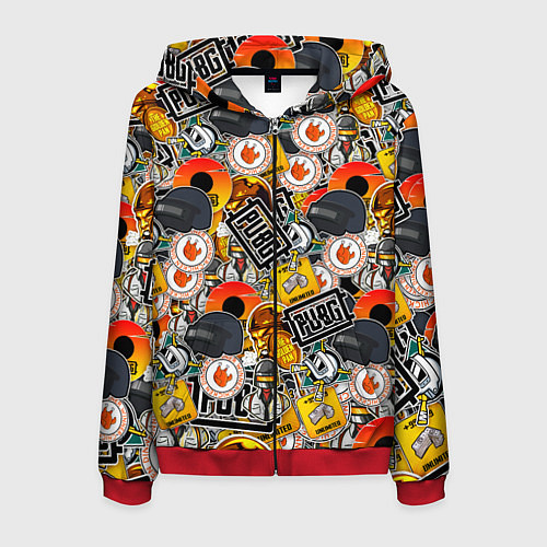 Мужская толстовка на молнии PUBG STICKER / 3D-Красный – фото 1