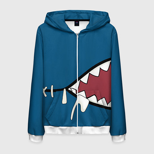 Мужская толстовка на молнии Акула gawr gura / 3D-Белый – фото 1