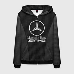 Толстовка 3D на молнии мужская MERCEDES-BENZ, цвет: 3D-черный