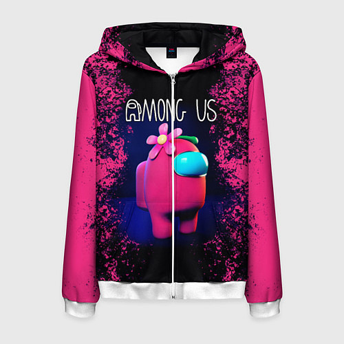Мужская толстовка на молнии AMONG US / 3D-Белый – фото 1