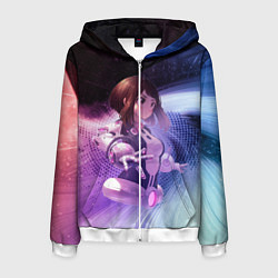 Толстовка 3D на молнии мужская Урарака, Очако, цвет: 3D-белый