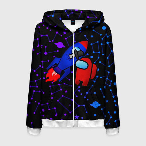 Мужская толстовка на молнии AMONG US ROCKET / 3D-Белый – фото 1