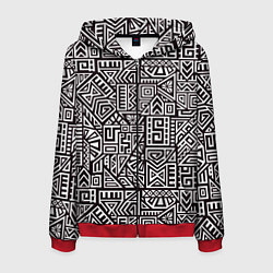 Толстовка 3D на молнии мужская Геометрия, цвет: 3D-красный