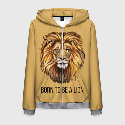 Мужская толстовка на молнии Рождённый быть львом / 3D-Меланж – фото 1