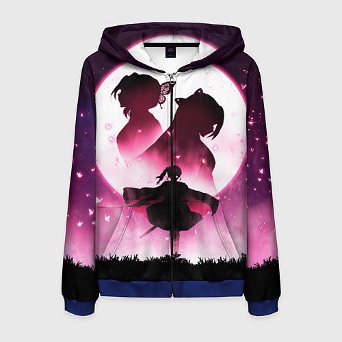 Мужская толстовка на молнии Столп Бабочки / 3D-Синий – фото 1