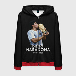 Толстовка 3D на молнии мужская Diego Maradona, цвет: 3D-красный