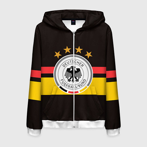 Мужская толстовка на молнии СБОРНАЯ ГЕРМАНИИ / 3D-Белый – фото 1