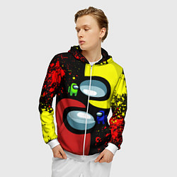Толстовка 3D на молнии мужская AMONG US, цвет: 3D-белый — фото 2
