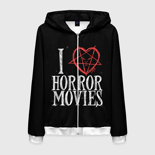 Мужская толстовка на молнии I Love Horror Movies / 3D-Белый – фото 1