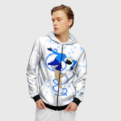 Мужская толстовка на молнии Фигурное катание / 3D-Черный – фото 3
