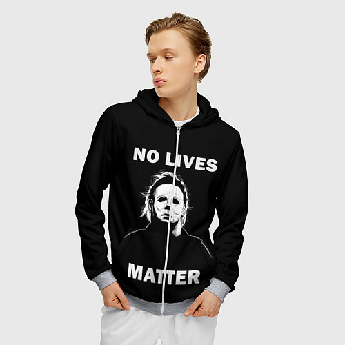 Мужская толстовка на молнии MICHAEL MYERS / 3D-Меланж – фото 3