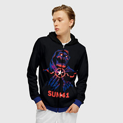 Толстовка 3D на молнии мужская Sum 41 череп, цвет: 3D-синий — фото 2
