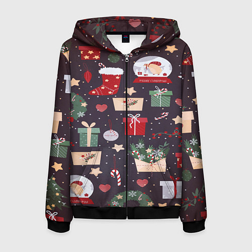 Мужская толстовка на молнии Black Xmas / 3D-Черный – фото 1