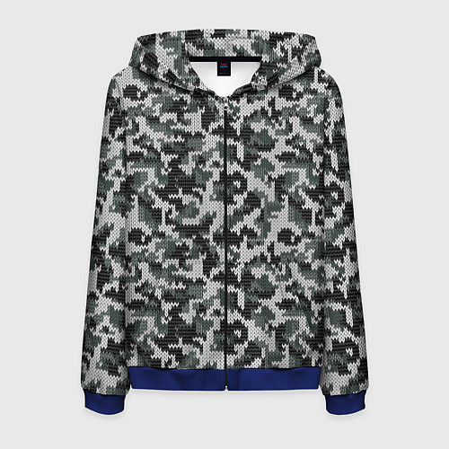 Мужская толстовка на молнии Вязанный камуфляж / 3D-Синий – фото 1