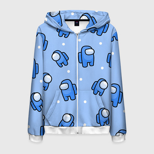 Мужская толстовка на молнии Among Us - Синий цвет / 3D-Белый – фото 1