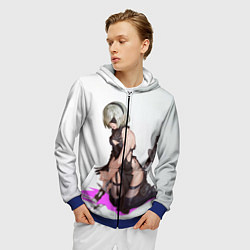 Толстовка 3D на молнии мужская NIER AUTOMATA 2B, цвет: 3D-синий — фото 2