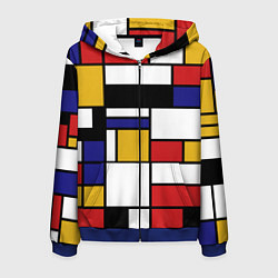 Толстовка 3D на молнии мужская Color blocking, цвет: 3D-синий