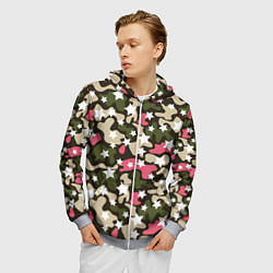 Толстовка 3D на молнии мужская Позитивный камуфляж, цвет: 3D-меланж — фото 2
