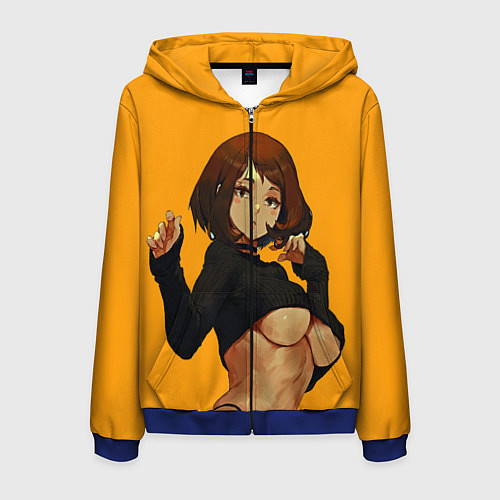 Мужская толстовка на молнии Uraraka Ahegao Урарака / 3D-Синий – фото 1