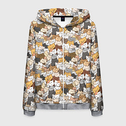 Толстовка 3D на молнии мужская Котики муркотики, цвет: 3D-меланж