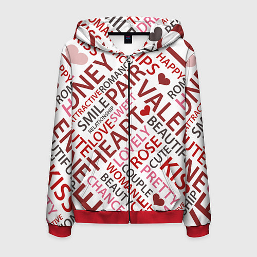 Мужская толстовка на молнии Любовь и буквы / 3D-Красный – фото 1
