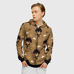 Толстовка 3D на молнии мужская Чиби Чжун Ли, цвет: 3D-черный — фото 2
