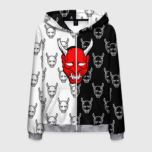 Мужская толстовка на молнии DEMON BLACKWHITE 2 / 3D-Меланж – фото 1