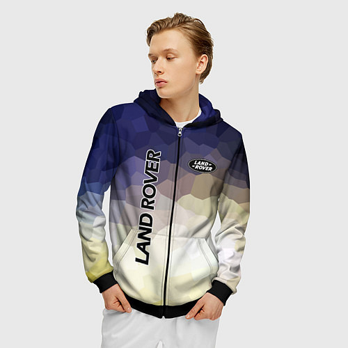 Мужская толстовка на молнии LAND ROVER / 3D-Черный – фото 3