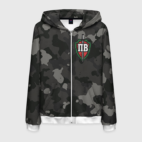Мужская толстовка на молнии Пограничные войска / 3D-Белый – фото 1