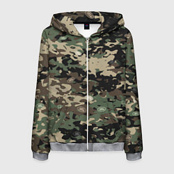 Толстовка 3D на молнии мужская Камуфляж Land Rover, цвет: 3D-меланж