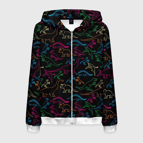 Мужская толстовка на молнии Динозавры / 3D-Белый – фото 1