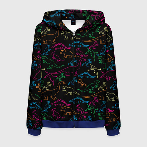 Мужская толстовка на молнии Динозавры / 3D-Синий – фото 1