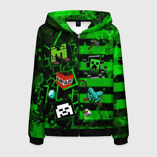 Мужская толстовка на молнии Minecraft Майнкрафт / 3D-Черный – фото 1