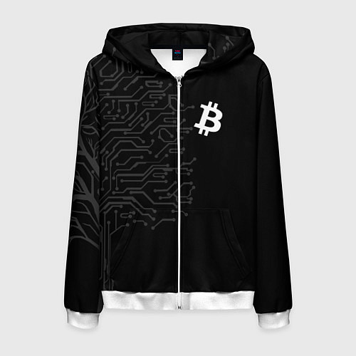 Мужская толстовка на молнии БИТКОИН BITCOIN / 3D-Белый – фото 1