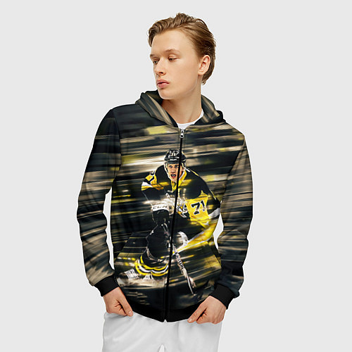 Мужская толстовка на молнии ЕВГЕНИЙ МАЛКИН / 3D-Черный – фото 3