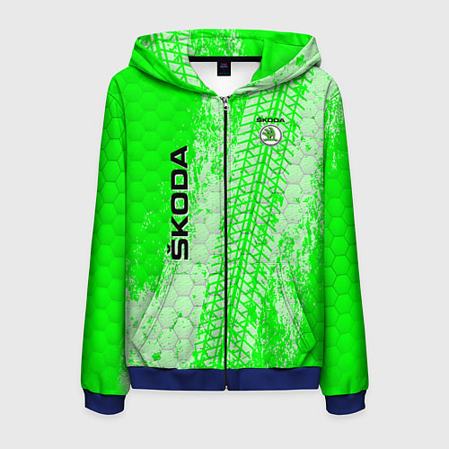 Мужская толстовка на молнии SKODA / 3D-Синий – фото 1