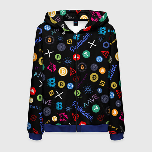 Мужская толстовка на молнии ЛОГОТИПЫ КРИПТОВАЛЮТ Z / 3D-Синий – фото 1