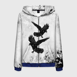 Толстовка 3D на молнии мужская Gothic crows, цвет: 3D-синий